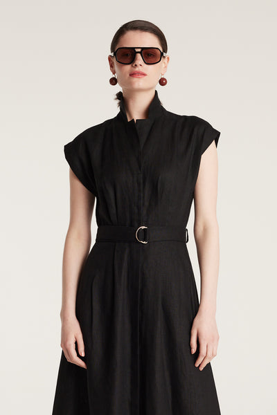 Linen Sundress - Black-Perri Cutten