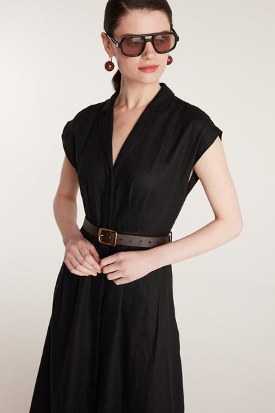 Linen Sundress - Black-Perri Cutten