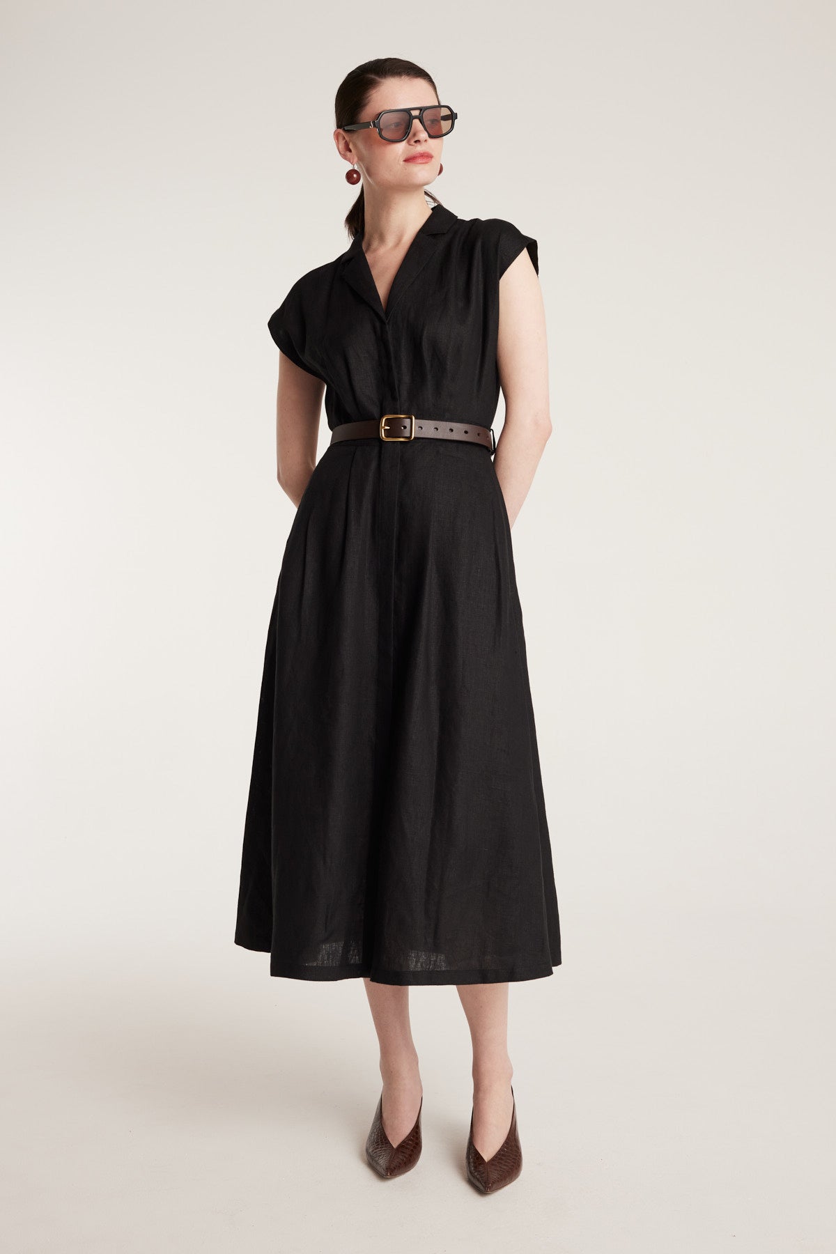 Linen Sundress - Black-Perri Cutten