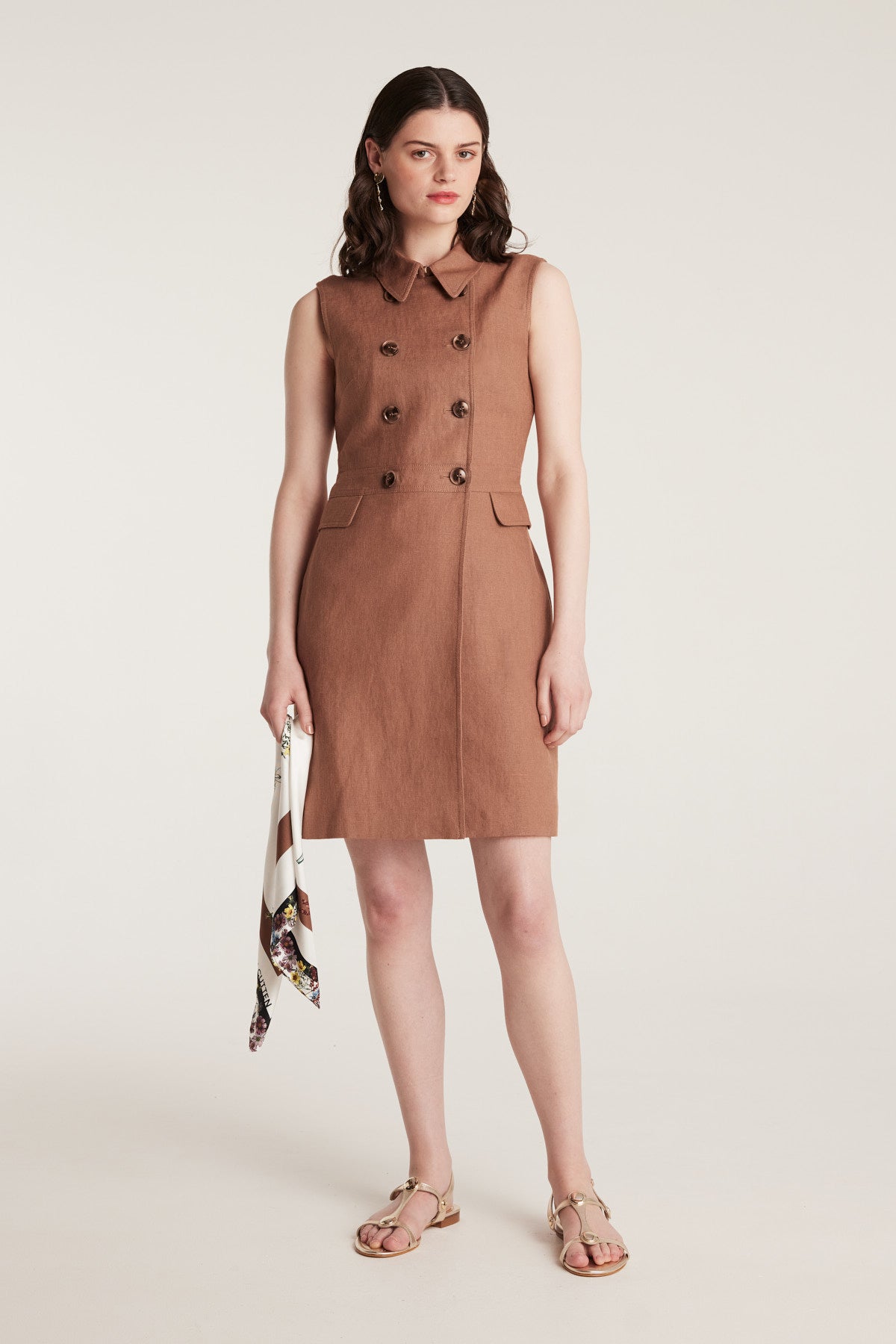 linen trench dress Argent Trench Dress in Viscose Linen Twill | Powder Blue | Women's Dresses