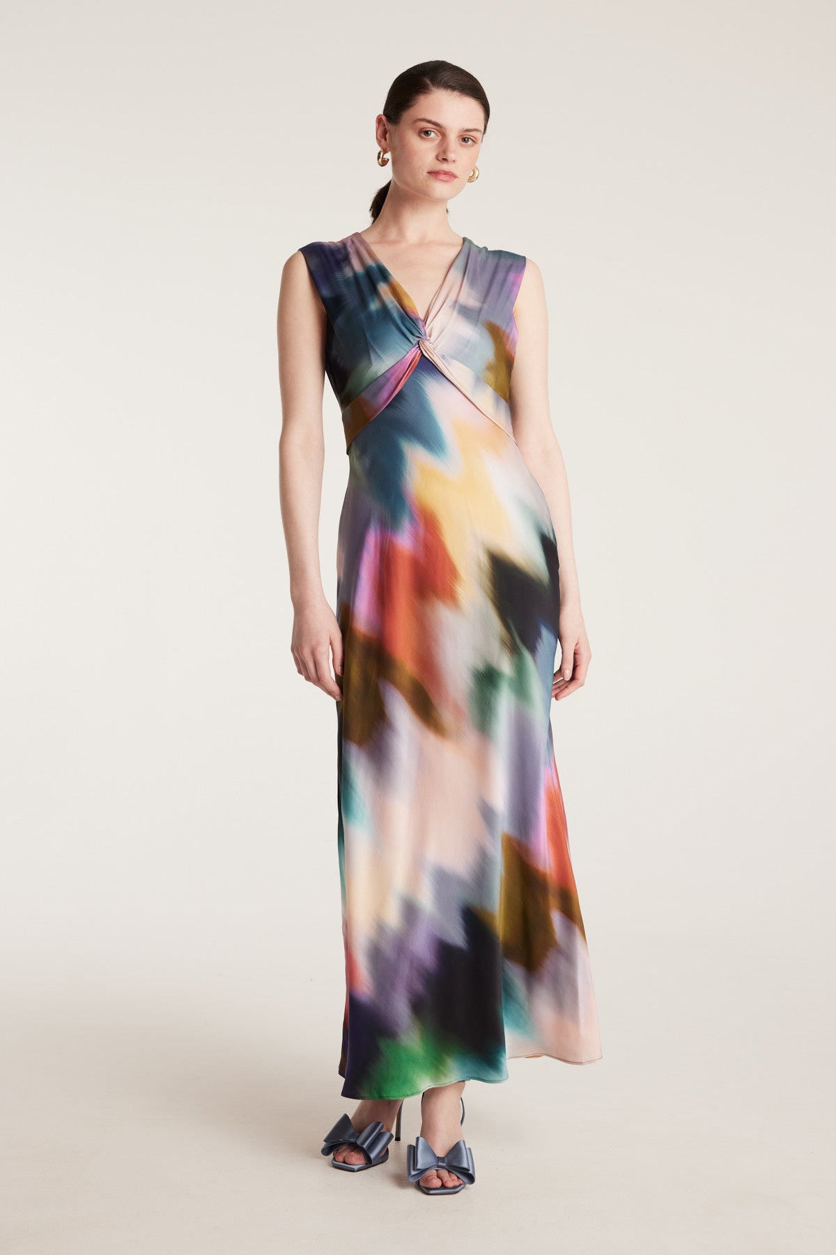 Twist Silk Dress - Multi-Perri Cutten