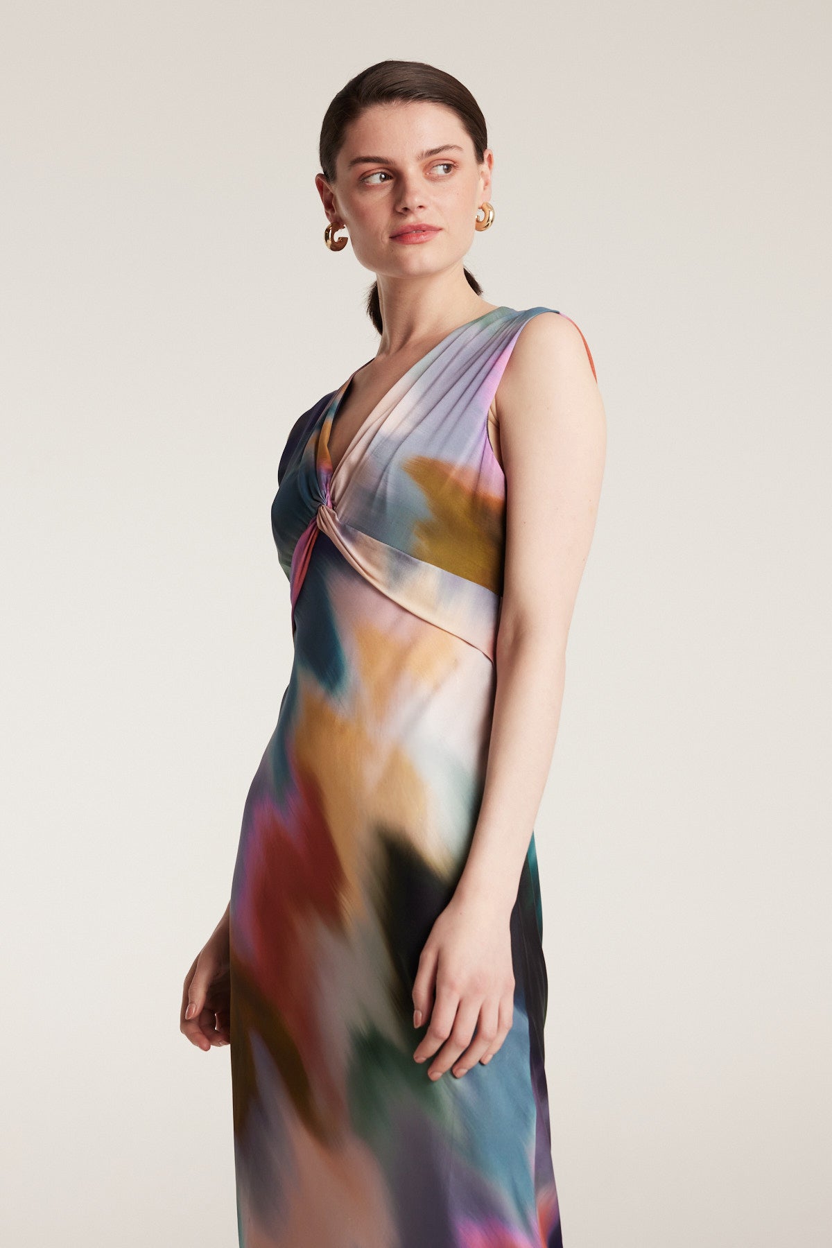 Twist Silk Dress - Multi-Perri Cutten