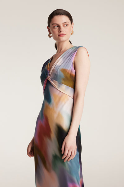 Twist Silk Dress - Multi-Perri Cutten