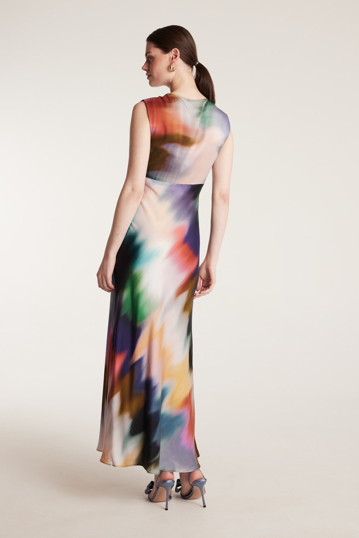 Twist Silk Dress - Multi-Perri Cutten