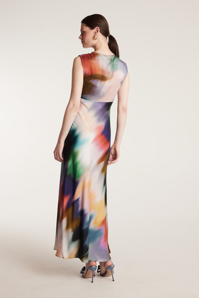 Twist Silk Dress - Multi-Perri Cutten