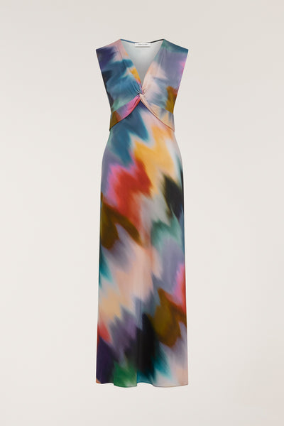 Twist Silk Dress - Multi-Perri Cutten