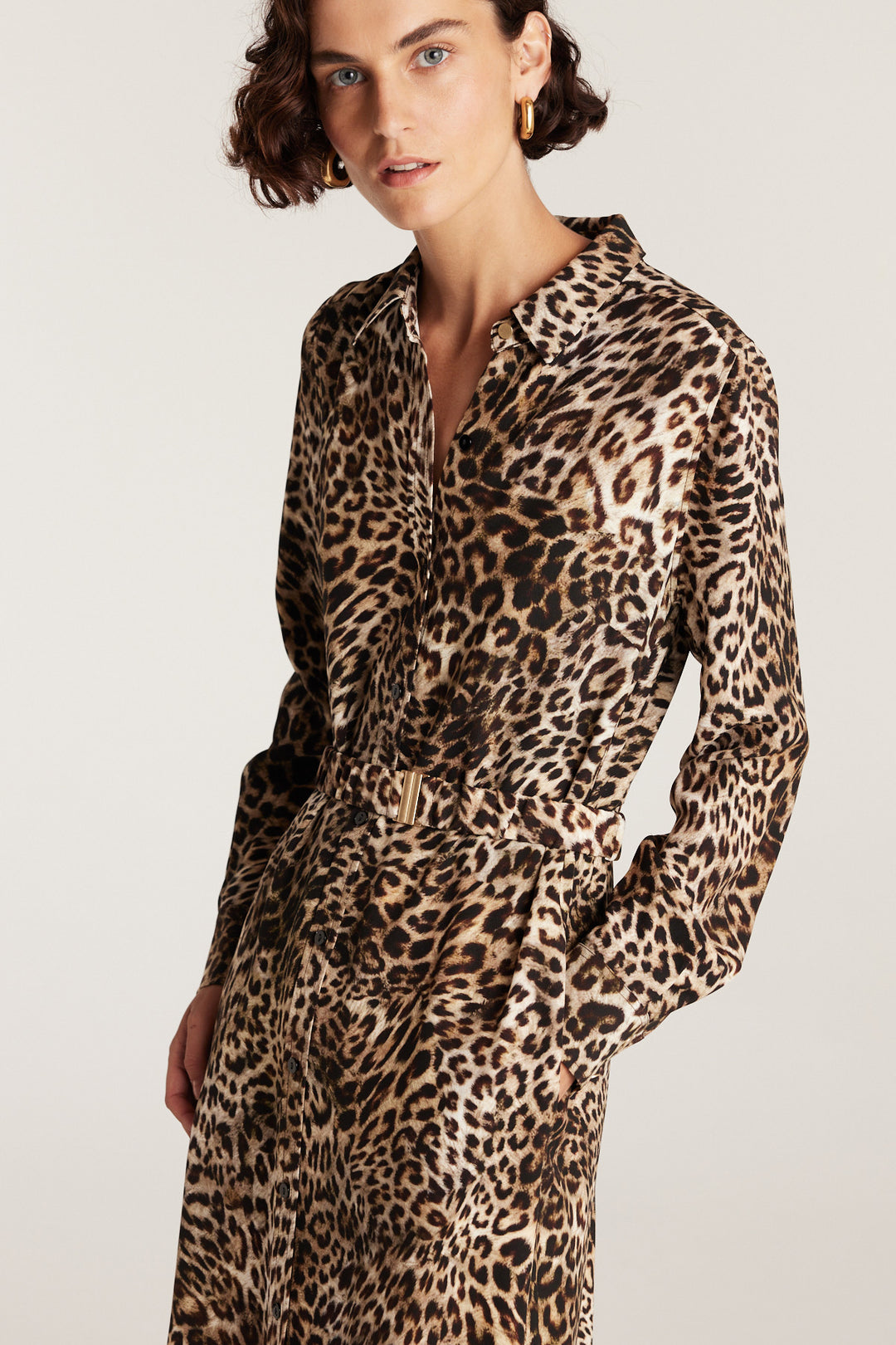 animal shirt dress Brown Animal Print Tie Waist Midi Shirt Dress  AX Paris