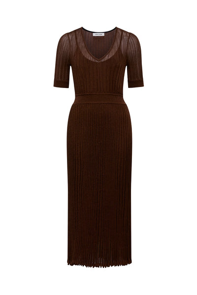 Clara Metallic Knit Dress - Amber-Perri Cutten