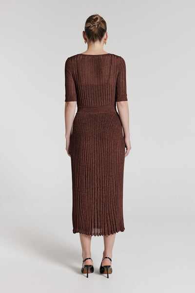 Clara Metallic Knit Dress - Amber-Perri Cutten
