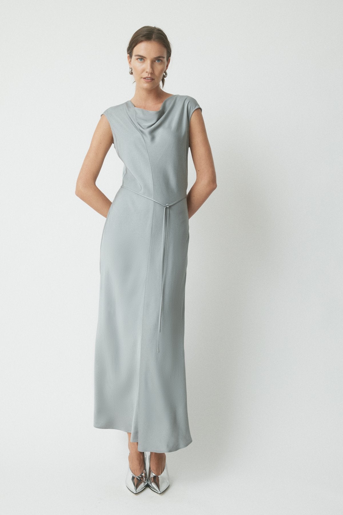 Monroe Satin Dress - Silver