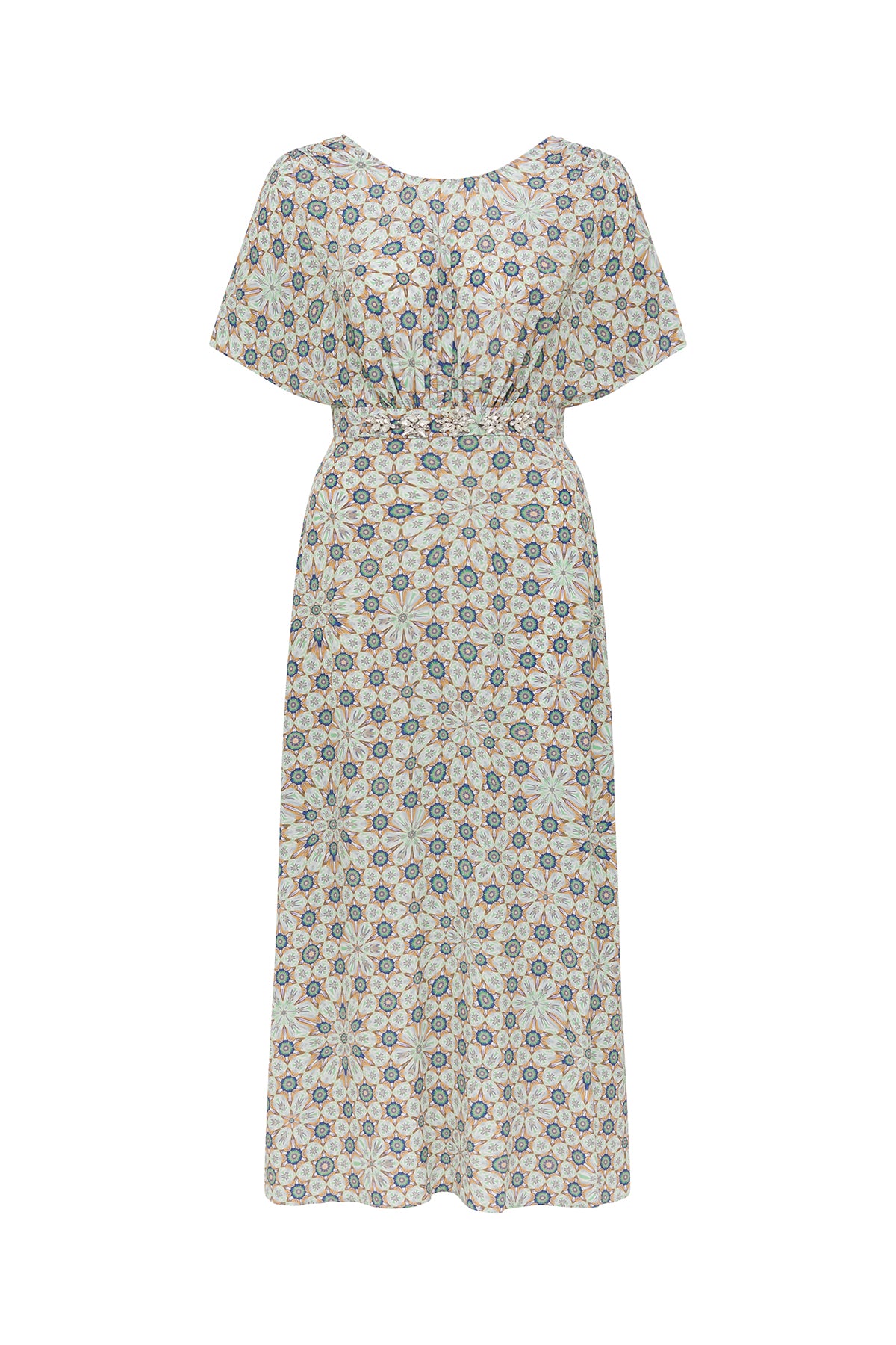 Amalfi Silk Dress - Green Print-Perri Cutten