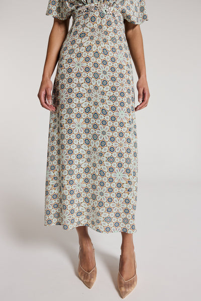 Amalfi Silk Dress - Green Print-Perri Cutten