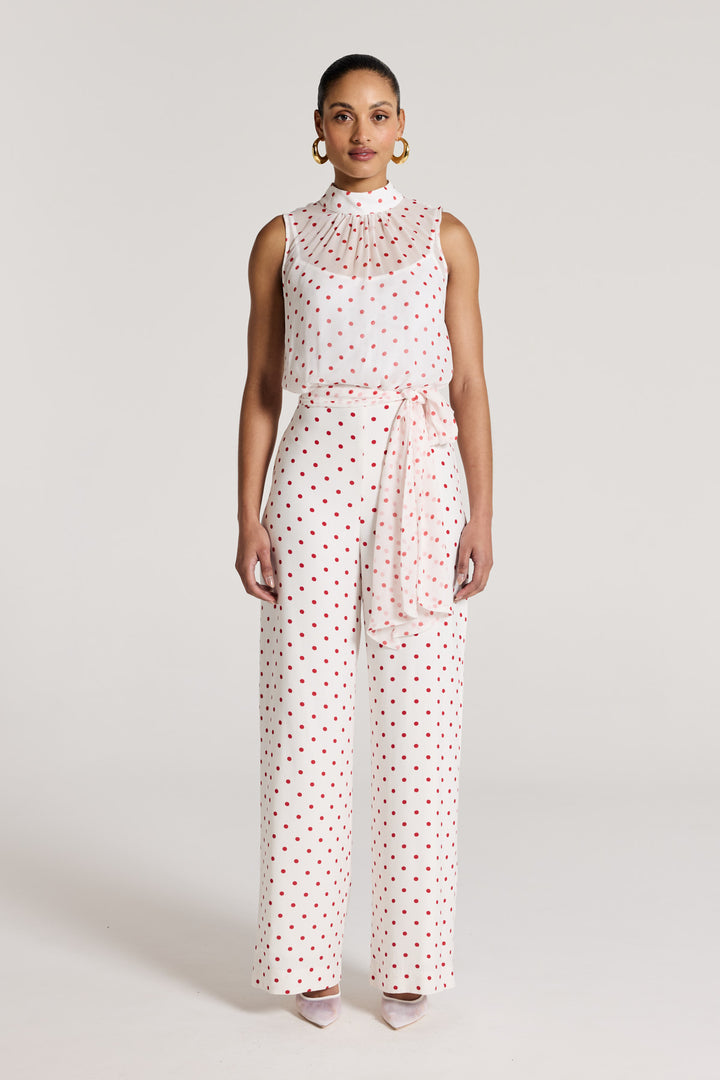 Mia Jumpsuit White/Red Perri Cutten