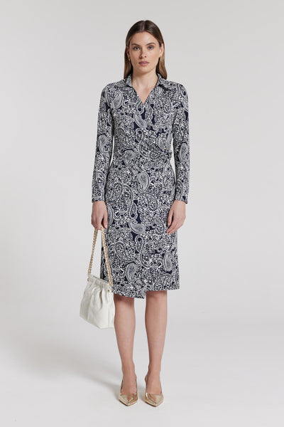 Dana Jersey Dress - Navy/White-Perri Cutten