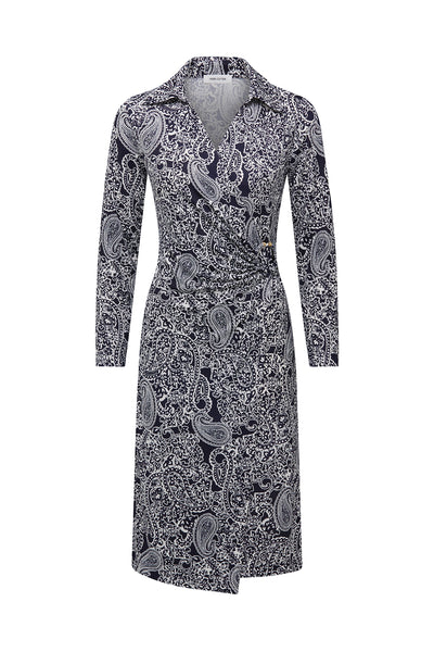 Dana Jersey Dress - Navy/White-Perri Cutten