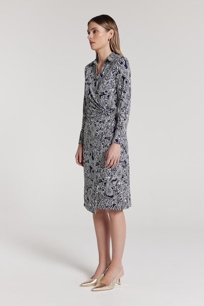 Dana Jersey Dress - Navy/White-Perri Cutten