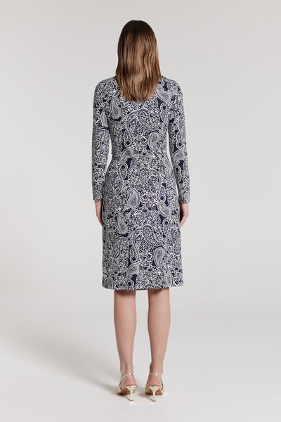 Dana Jersey Dress - Navy/White-Perri Cutten