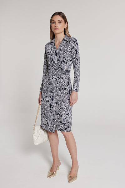 Dana Jersey Dress - Navy/White-Perri Cutten