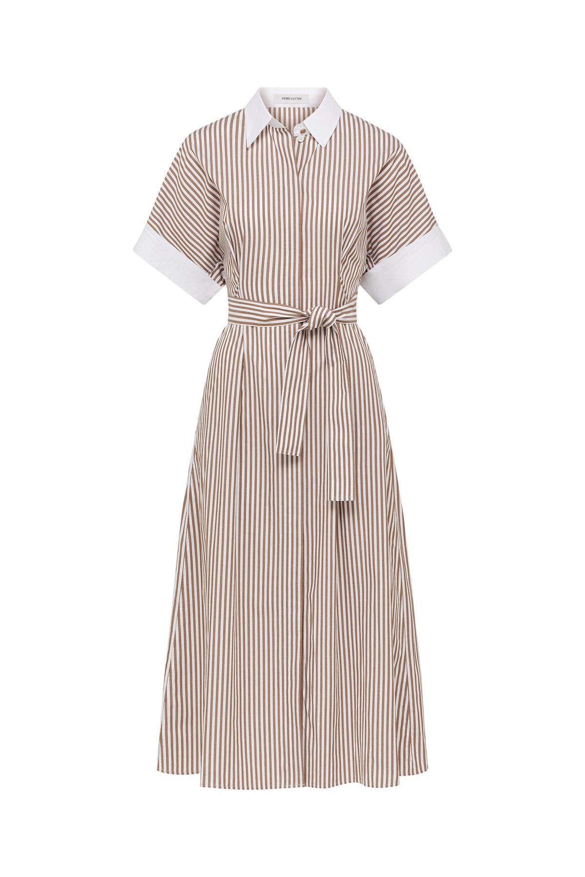 Sienna Shirtmaker Dress - White/Fawn-Perri Cutten