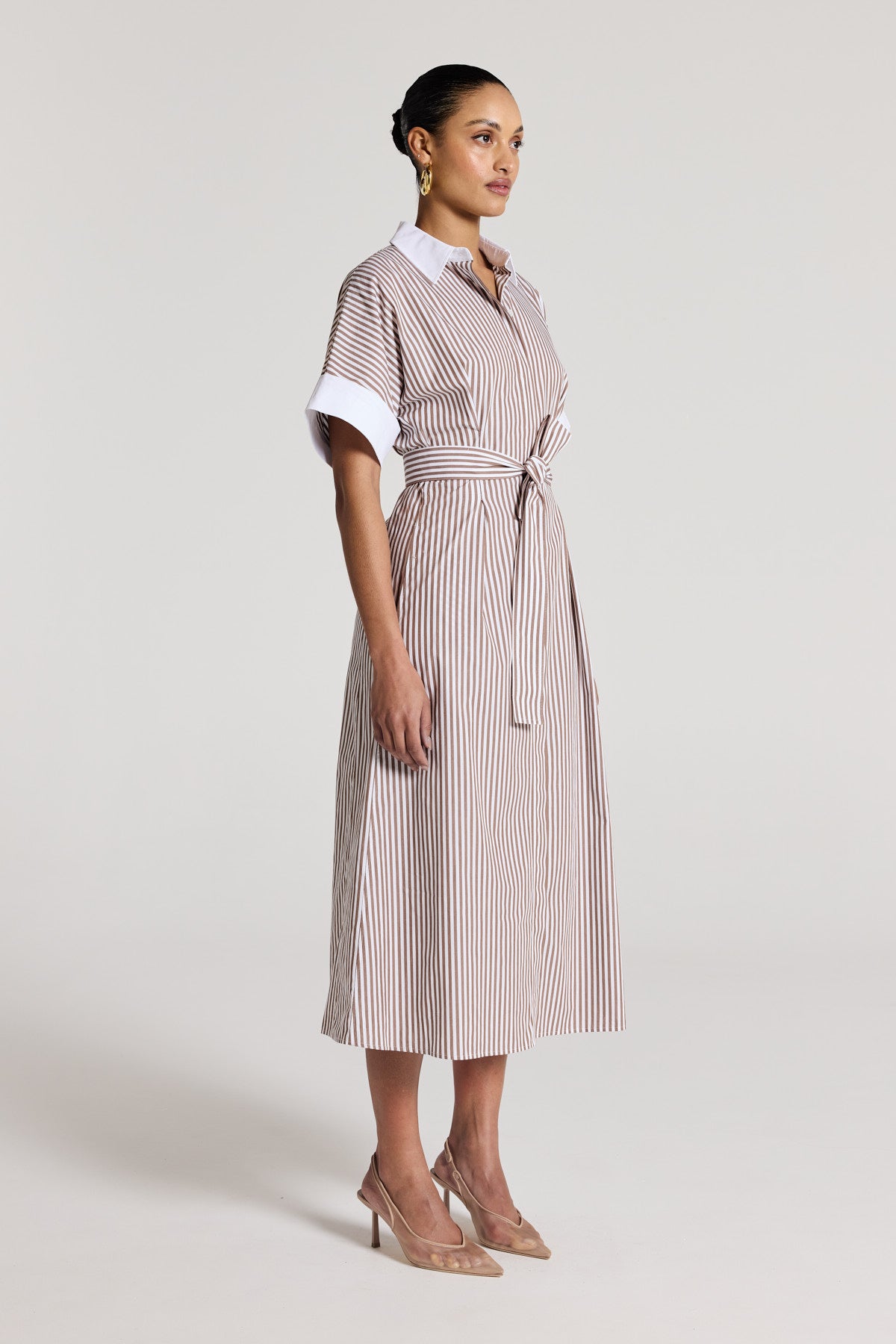 Sienna Shirtmaker Dress - White/Fawn-Perri Cutten
