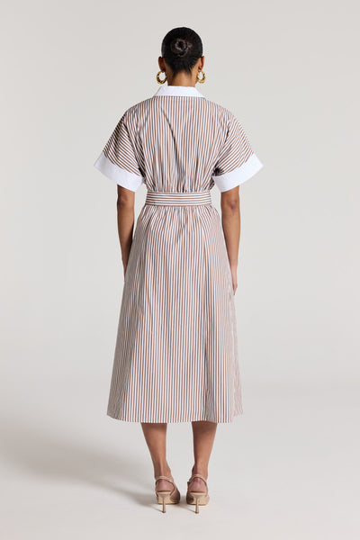 Sienna Shirtmaker Dress - White/Fawn-Perri Cutten