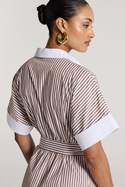 Sienna Shirtmaker Dress - White/Fawn-Perri Cutten