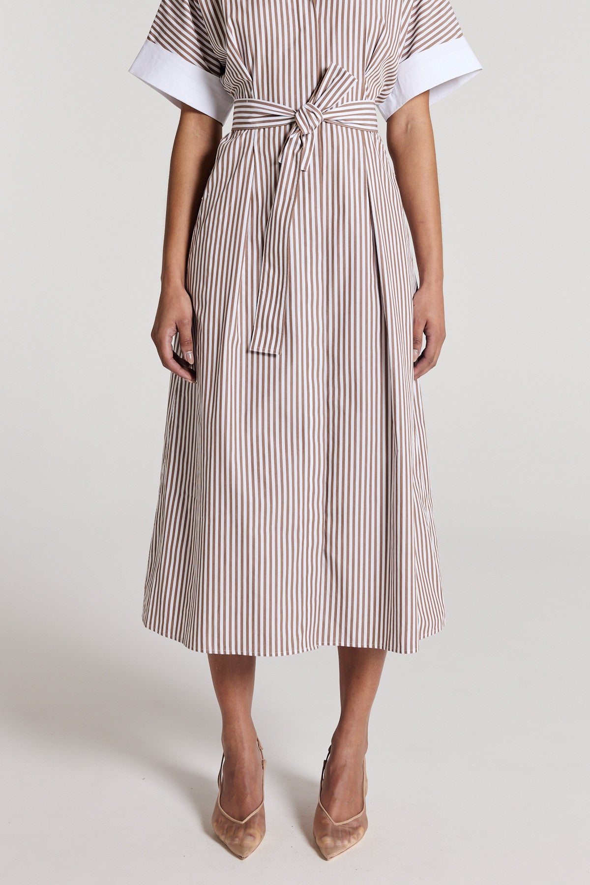 Sienna Shirtmaker Dress - White/Fawn-Perri Cutten