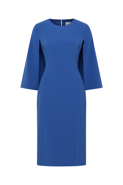 Cape Sleeve Dress - Mid Blue-Perri Cutten