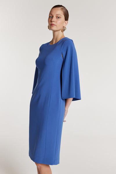 Cape Sleeve Dress - Mid Blue-Perri Cutten