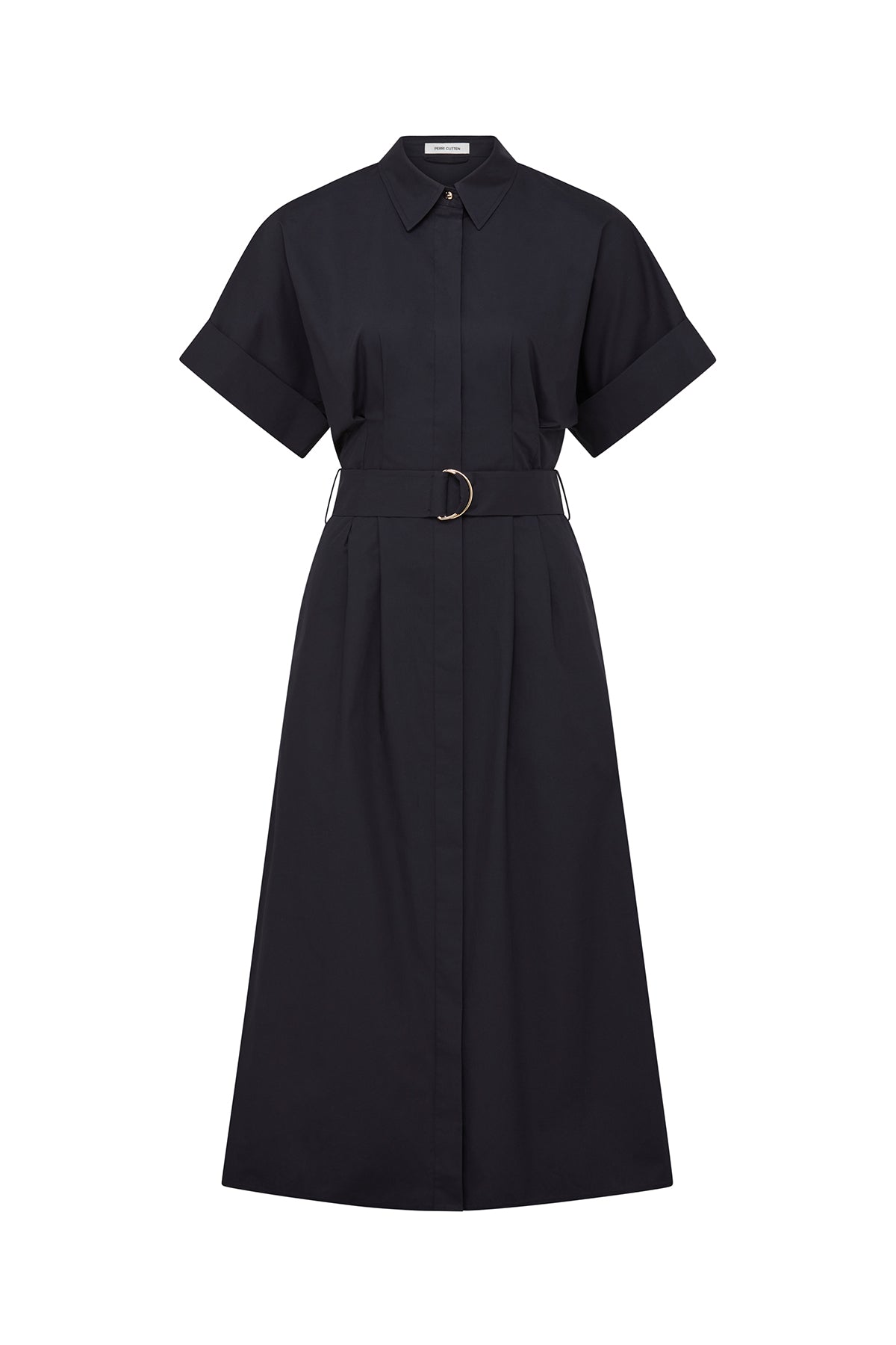 Cotton Shirtmaker Dress - Navy-Perri Cutten