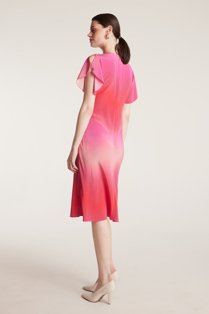 open lace back dress Acid Pink Lace-Trim Mini Slip Dress