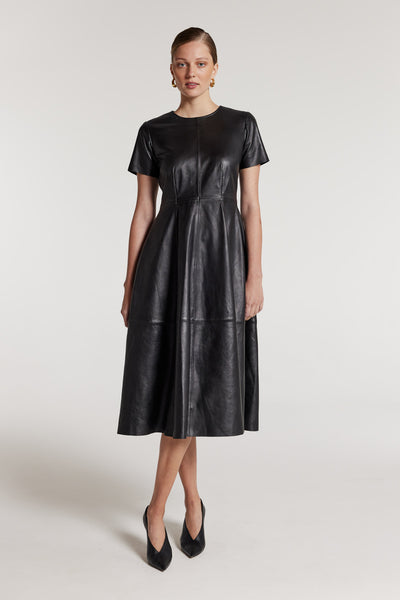 Leather Dress - Black-Perri Cutten
