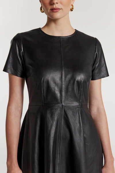 Leather Dress - Black-Perri Cutten