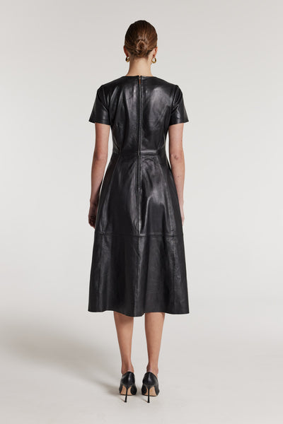 Leather Dress - Black-Perri Cutten