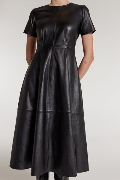 Leather Dress - Black-Perri Cutten