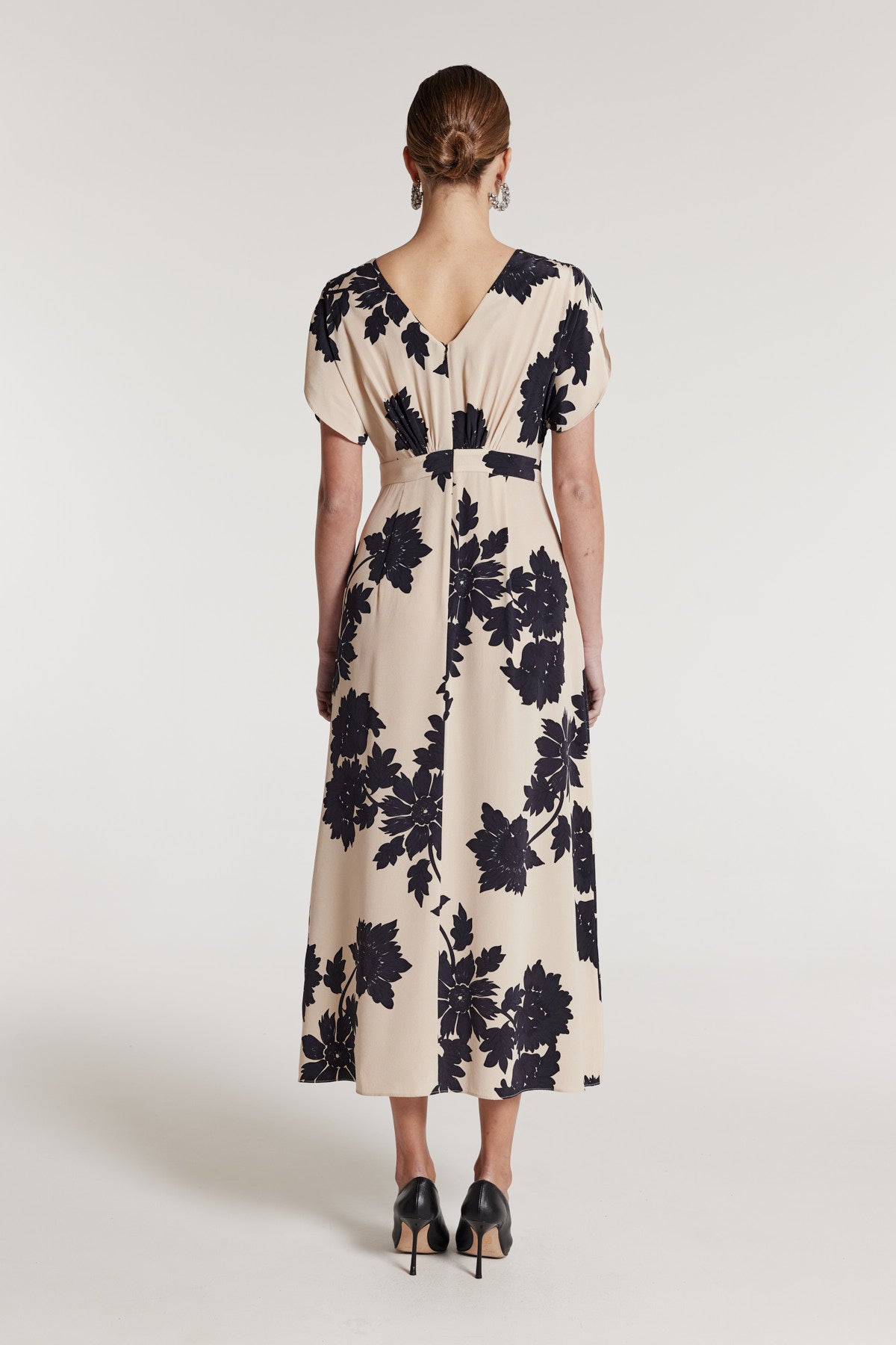 Irina Silk Dress - Beige/Black-Perri Cutten
