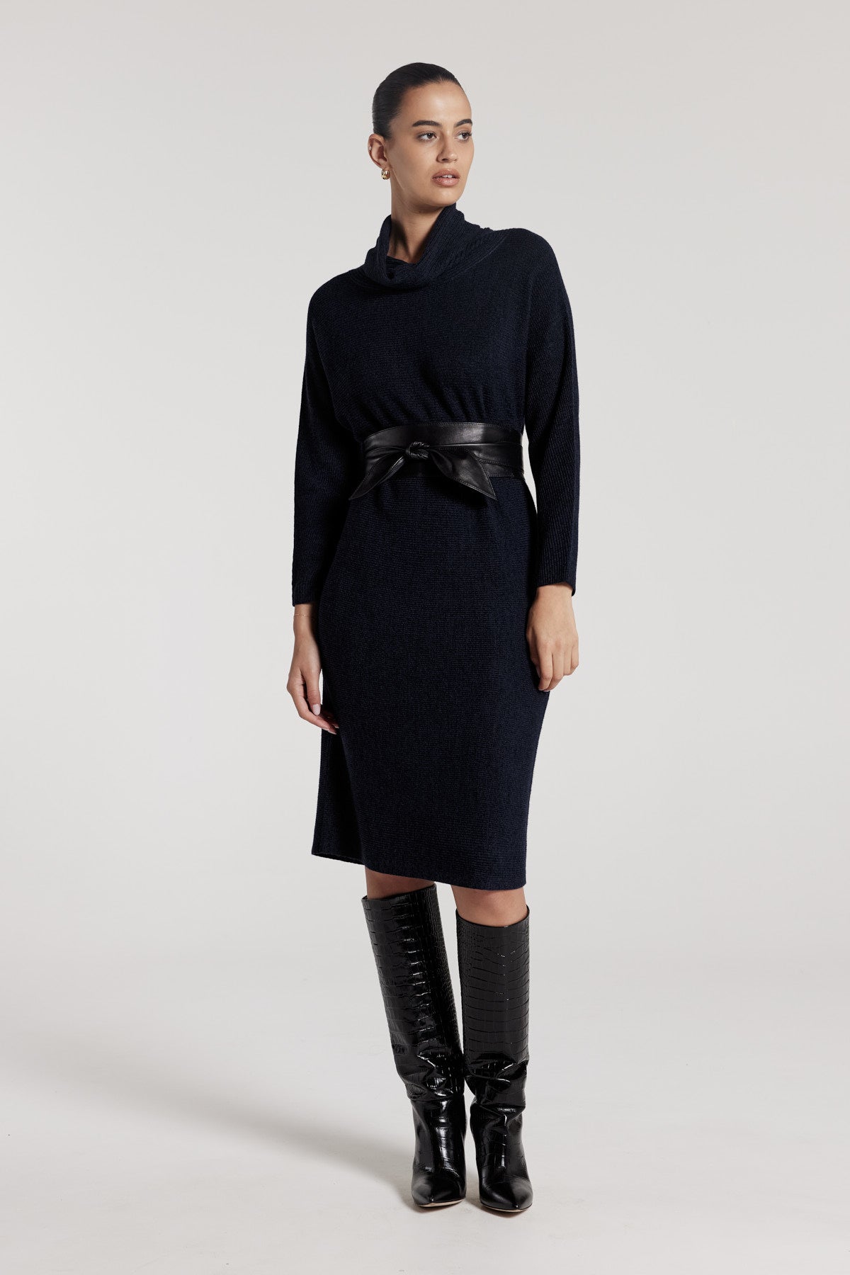 Obi Leather Belt - Black-Perri Cutten