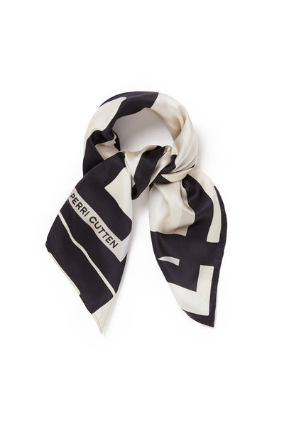 Signature Silk Scarf - Ivory/Black-Perri Cutten