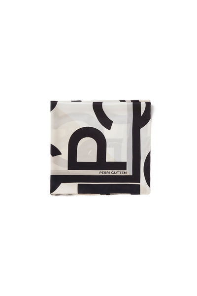 Signature Silk Scarf - Ivory/Black-Perri Cutten