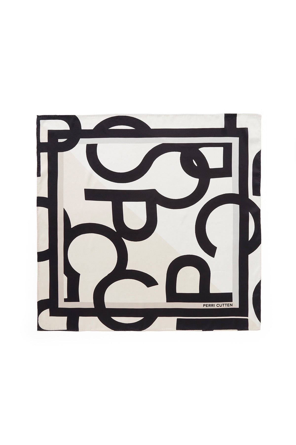 Signature Silk Scarf - Ivory/Black-Perri Cutten