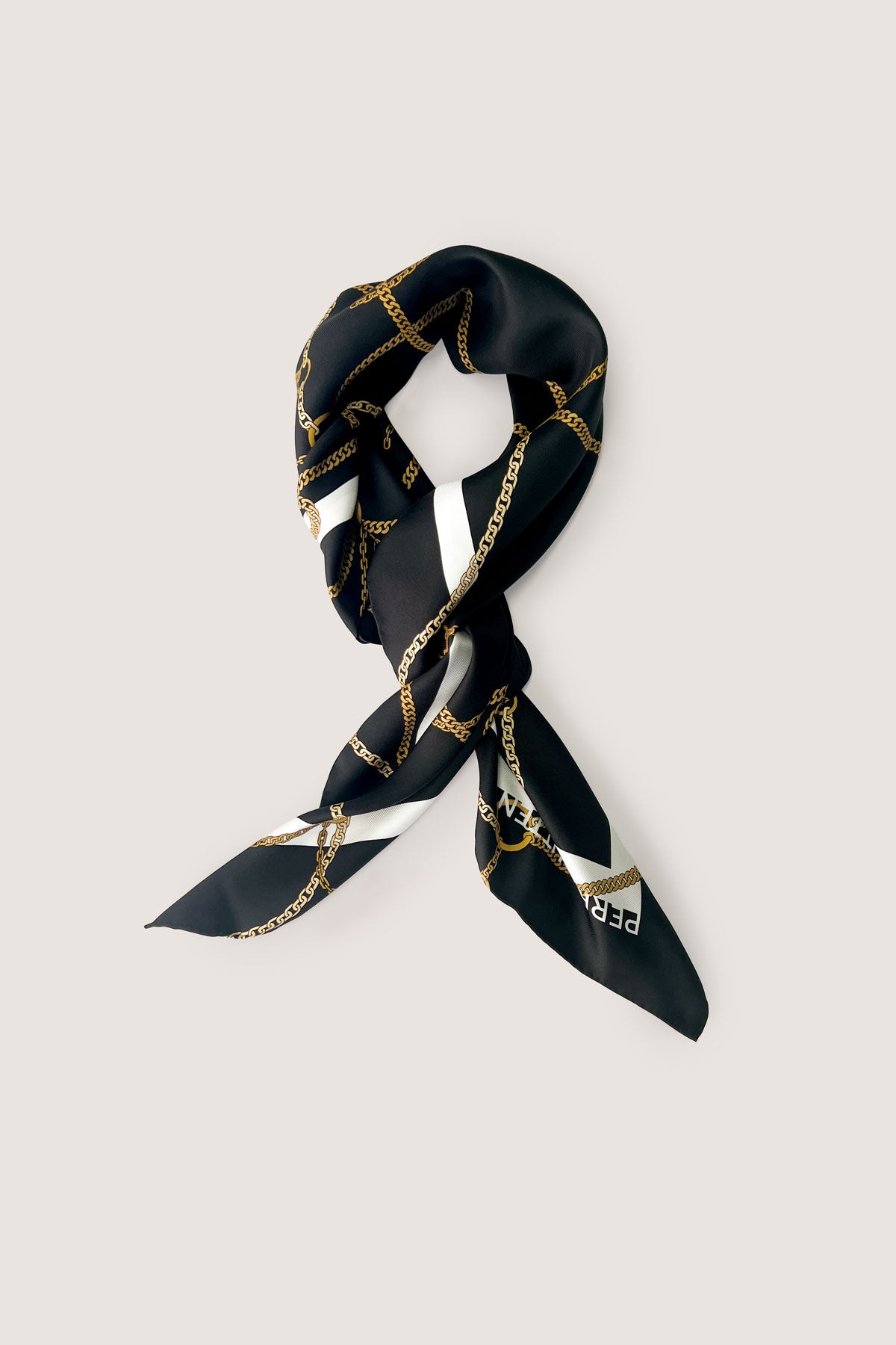 Chain Silk Scarf - Black/Gold-Perri Cutten