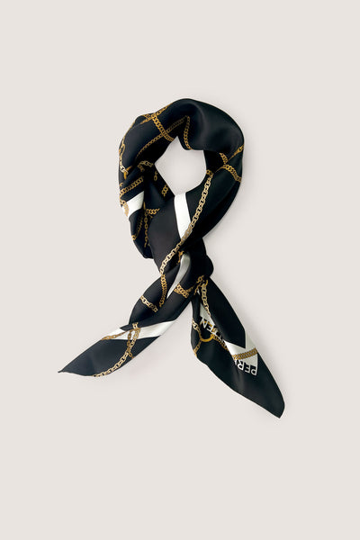 Chain Silk Scarf - Black/Gold-Perri Cutten
