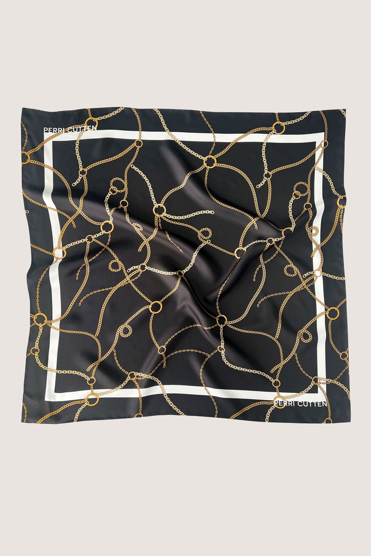 Chain Silk Scarf - Black/Gold-Perri Cutten