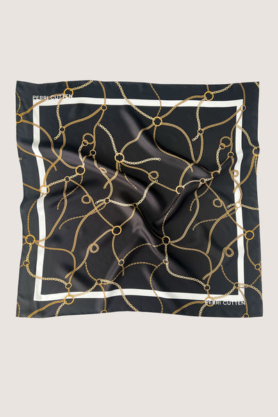 Chain Silk Scarf - Black/Gold-Perri Cutten