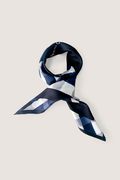 Gingham Silk Scarf - Indigo-Perri Cutten