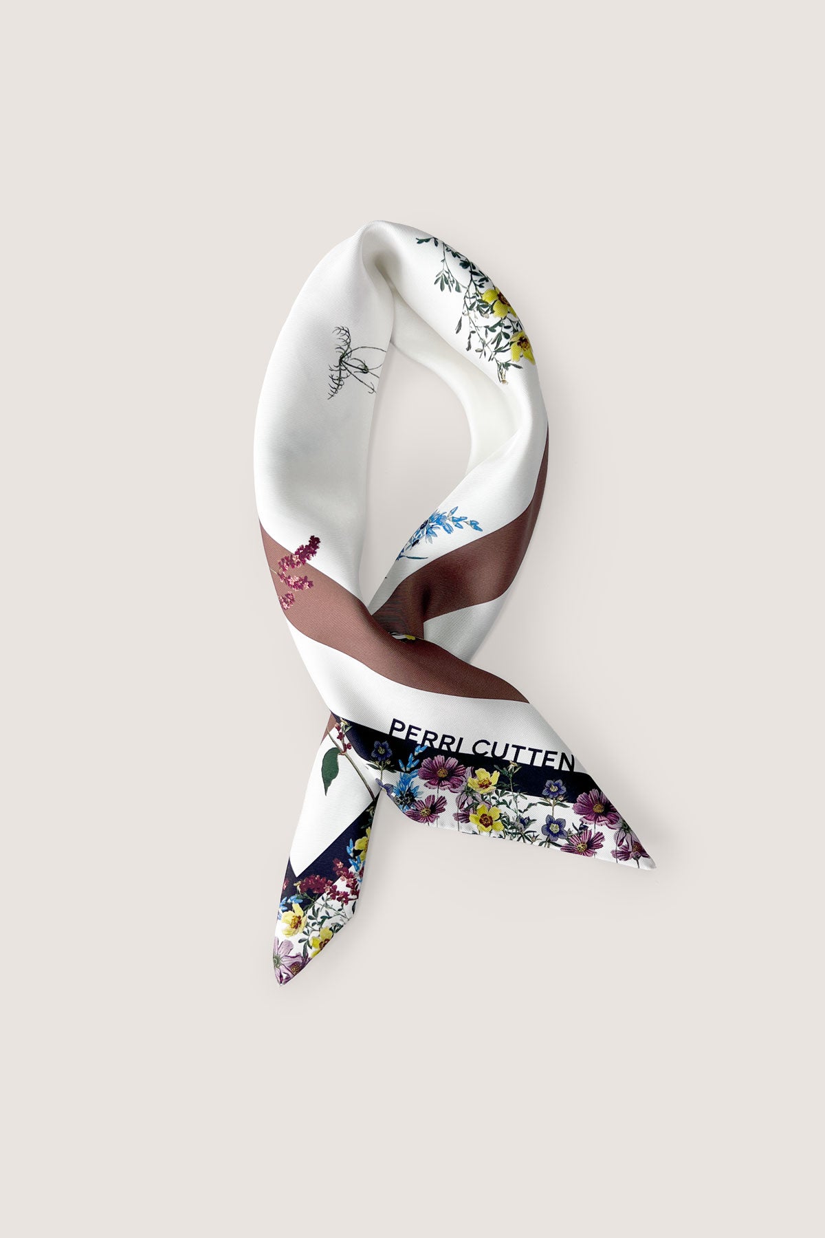 Botanical Silk Scarf - White/Blue-Perri Cutten