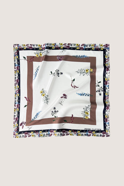 Botanical Silk Scarf - White/Blue-Perri Cutten