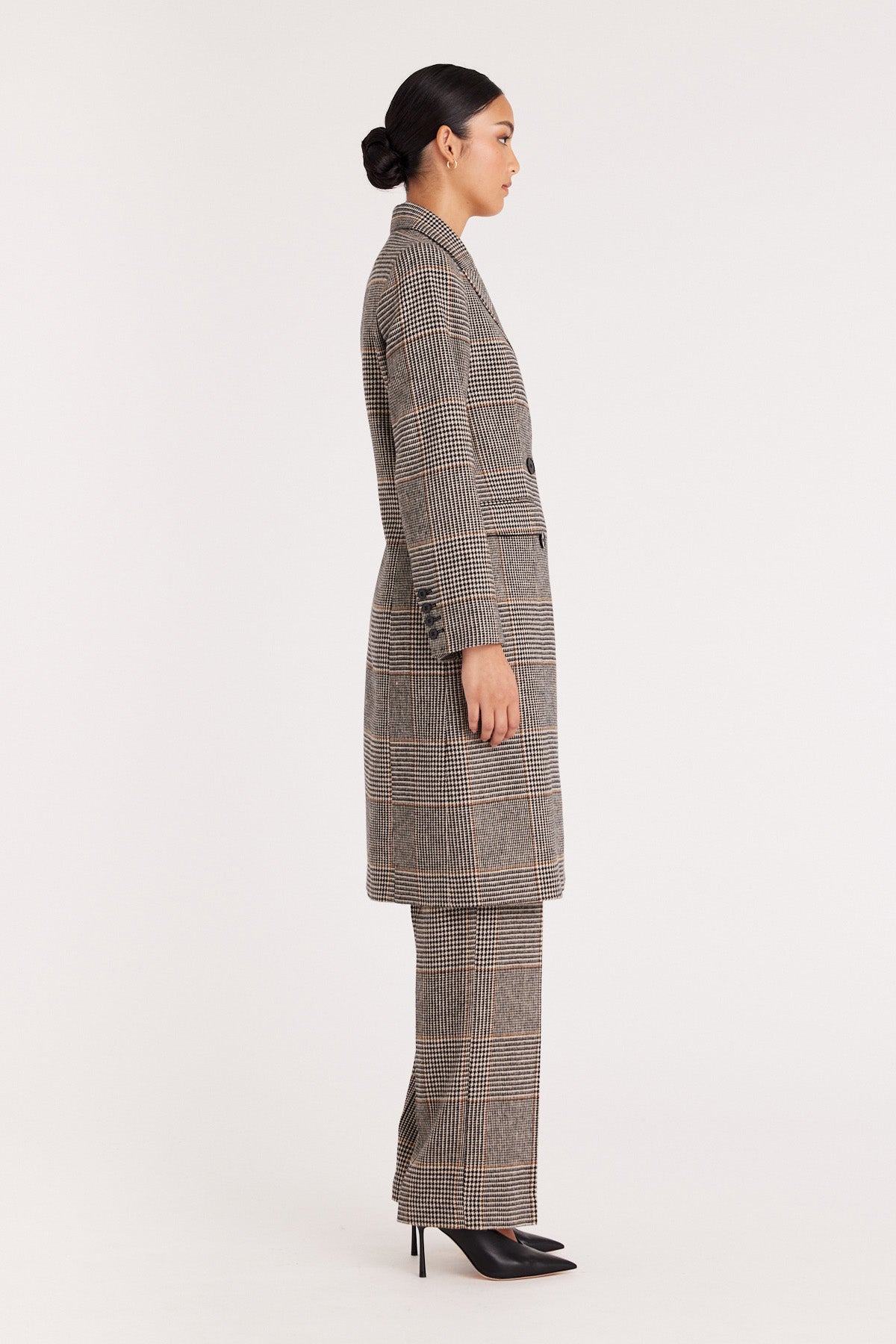 Princeton Longline Coat - Chocolate/Check-Perri Cutten