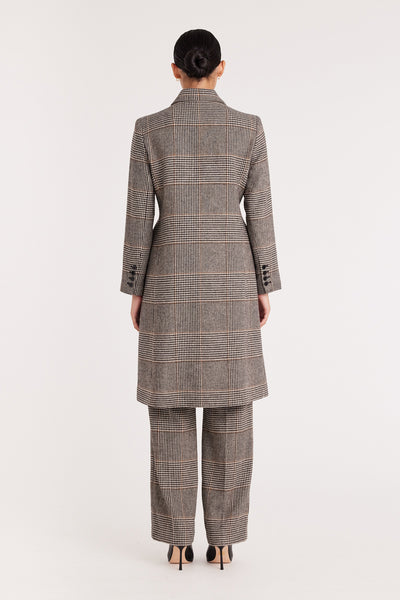 Princeton Longline Coat - Chocolate/Check-Perri Cutten