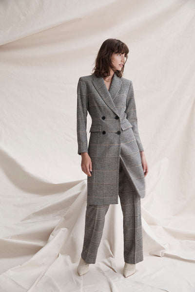 Princeton Longline Coat - Chocolate/Check-Perri Cutten